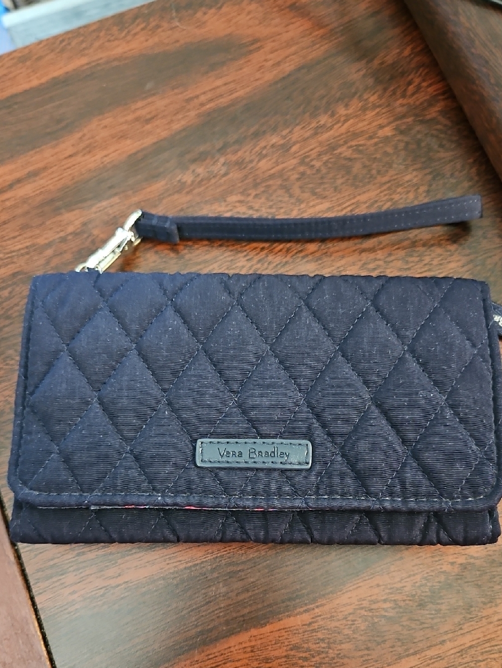 Vera Bradley Quilted Navy Wristlet Clutch with Wrist Strap